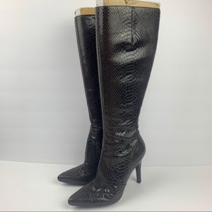 NINE WEST Snake Print Leather High Boots